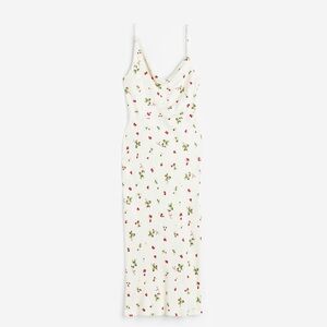 white satin dress strawberry pattern
